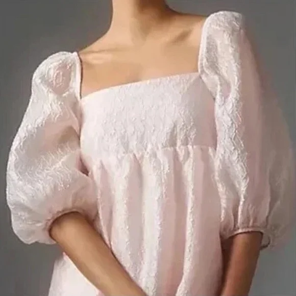 Anthropologie Textured Puff-Sleeve Dress Size XS - Picture 2 of 13